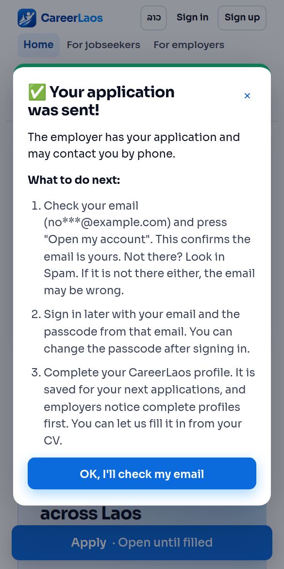 Screenshot: Send in one tap